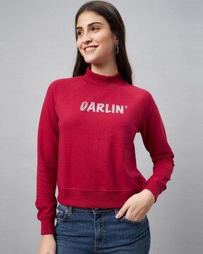 typographic print sweatshirt with ribbed hem