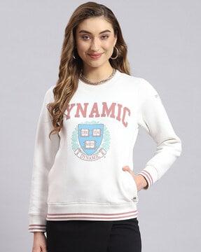 typographic print sweatshirt with ribbed hem