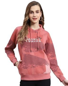 typographic print sweatshirt with ribbed hem