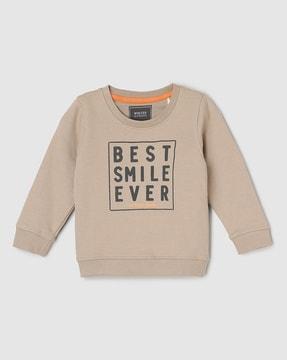 typographic print sweatshirt with ribbed hems