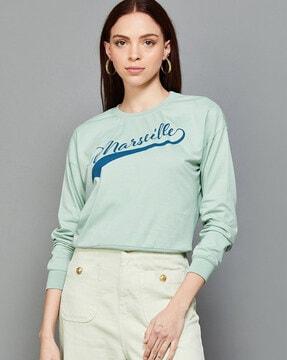 typographic print sweatshirt with ribbed hems