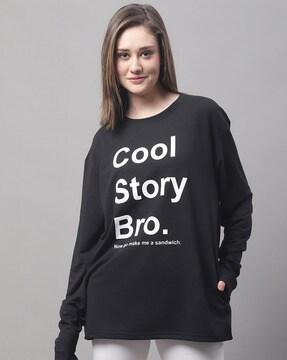 typographic print sweatshirt with side pockets