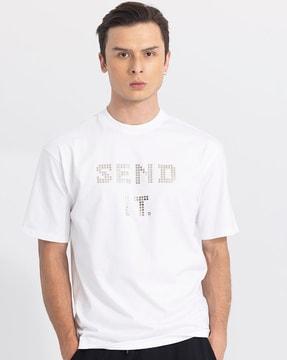 typographic print t-shirt with crew neck