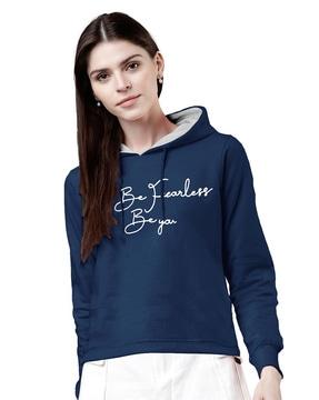 typographic print t-shirt with hoodie