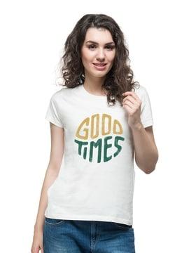 typographic print t-shirt with round neck