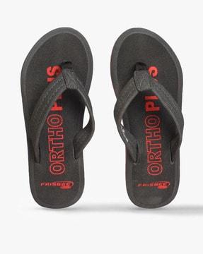 typographic print thong-strap flip flops