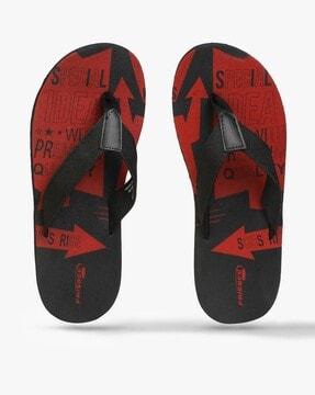 typographic print thong-strap flip-flops