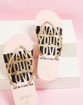 typographic print thong-strap flip-flops