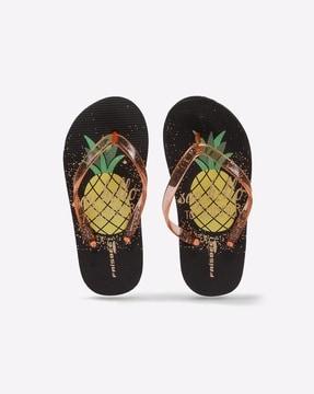 typographic print thong-strap slippers