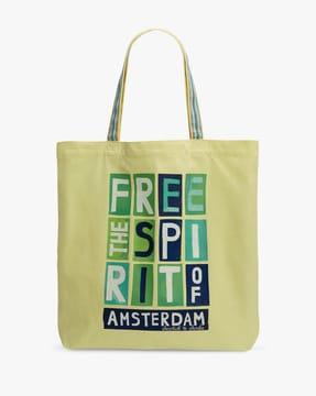 typographic print tote bag