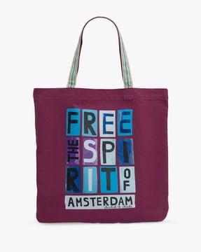 typographic print tote bag