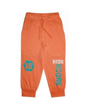 typographic print track pants with drawstring waist