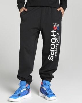 typographic print track pants with elasticated waist