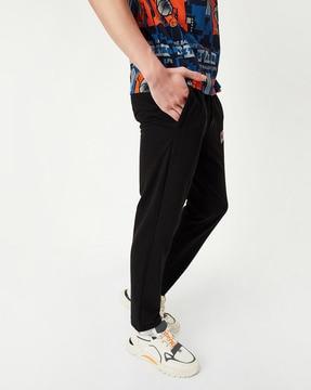 typographic print track pants with insert-pockets