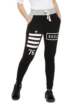 typographic print track pants