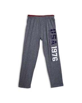 typographic print track pants