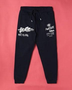 typographic print track pants