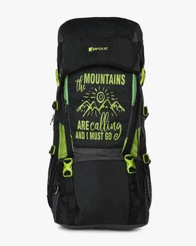 typographic print travel backpack