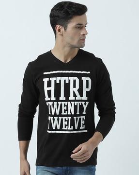 typographic print v-neck t-shirt