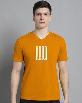 typographic print v-neck t-shirt