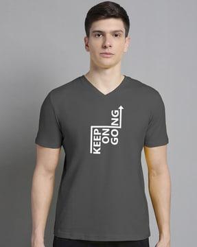 typographic print v-neck t-shirt