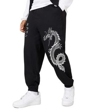 typographic printed joggers with drawstrings