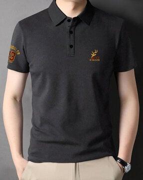 typographic printed polo t-shirt