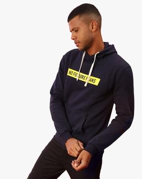 typographic printed regular fit hoodie