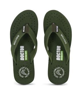 typographic printed t-strap slippers