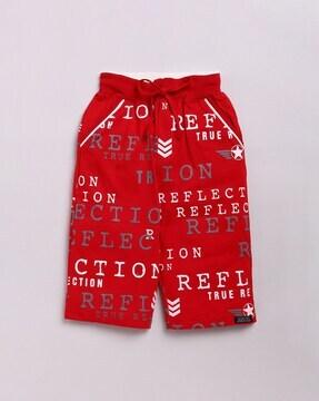 typographic shorts with low rise waist