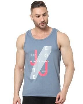 typographic sleeveless vest