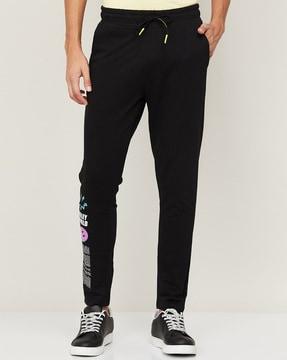 typographic track pants with elasticated drawstring waist