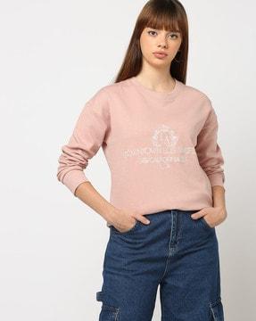 typography embroidered paneled sweatshirt