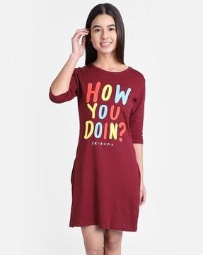 typography print dress with insert pockets