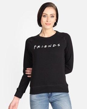 typography print full sleeves pullover