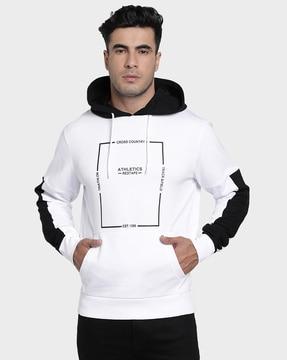 typography print hooded sweatshirt