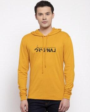 typography print hooded t-shirt