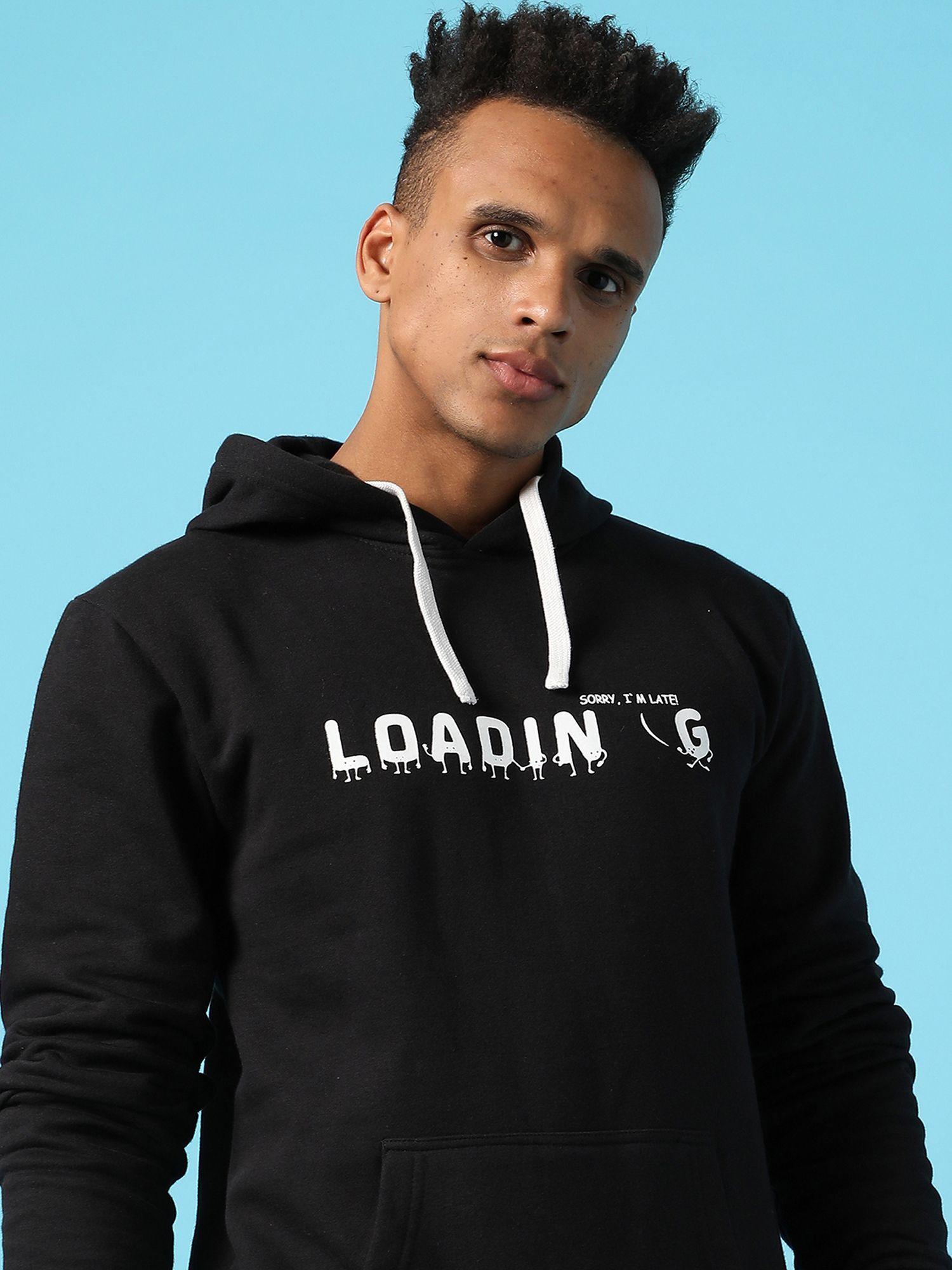 typography print hoodie kangaroo pocket