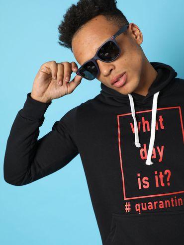 typography print hoodie kangaroo pocket