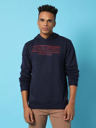 typography print hoodie kangaroo pocket