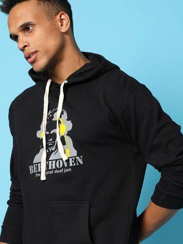 typography print hoodie kangaroo pocket