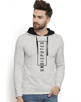 typography print hoodie t-shirt