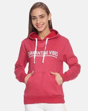 typography print hoodie with full sleeves