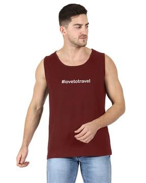 typography print sleeveless t-shirt