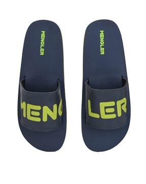 typography print slip-on sandals