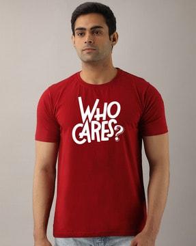 typography print t-shirt with round neck