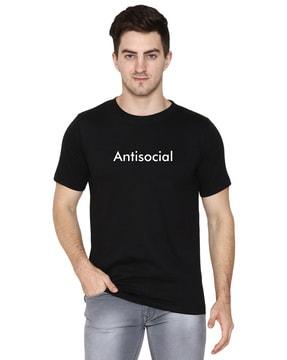 typography print t-shirt with round neck