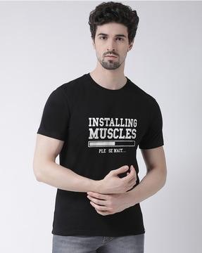 typography print t-shirt with short sleeves