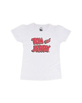 typography print tom & jerry t-shirt