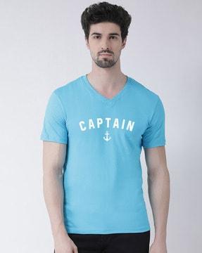 typography print v-neck t-shirt